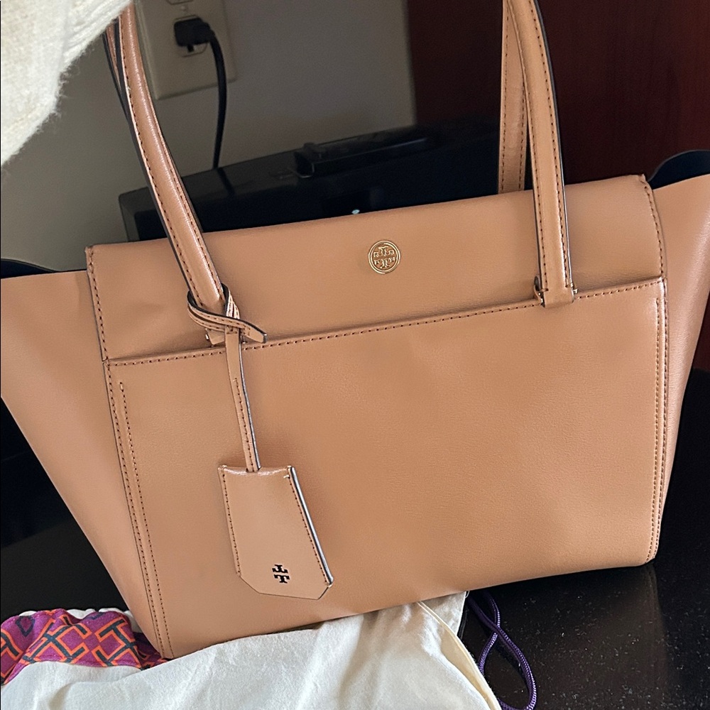 Tory Burch Camel Leather Tote - Picture 2 of 5